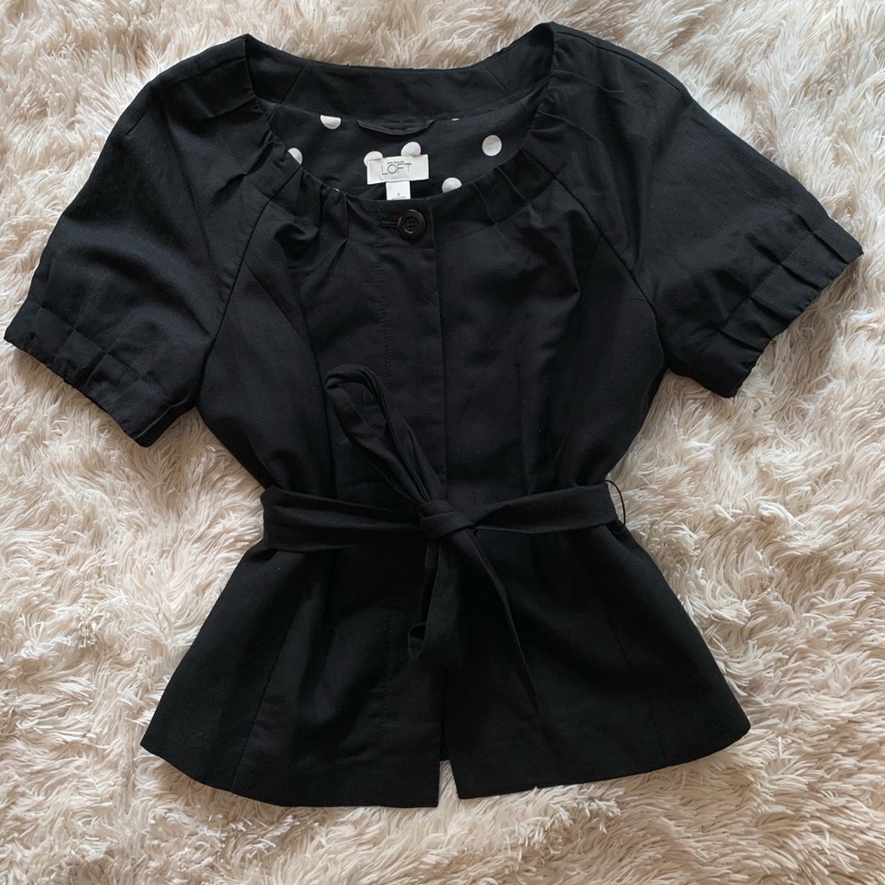 ann taylor unique cute ribbon tie shirt